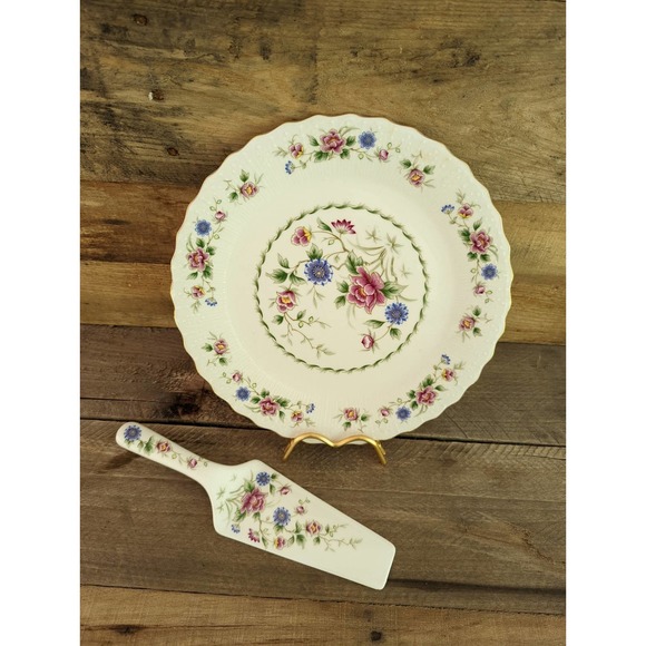 Vtg Andrea by Sadek Porcelain Spring Night Cake Plate and Server Made in Japan - Picture 4 of 9